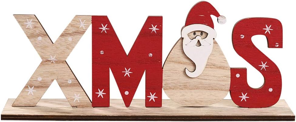 PRETYZOOM Christmas Wood Sign Christmas Holiday Santa Claus Christmas Table Decorations Wood Plaque Sign Decorative Table Top Sign Plaque Xmas Party Decoration
