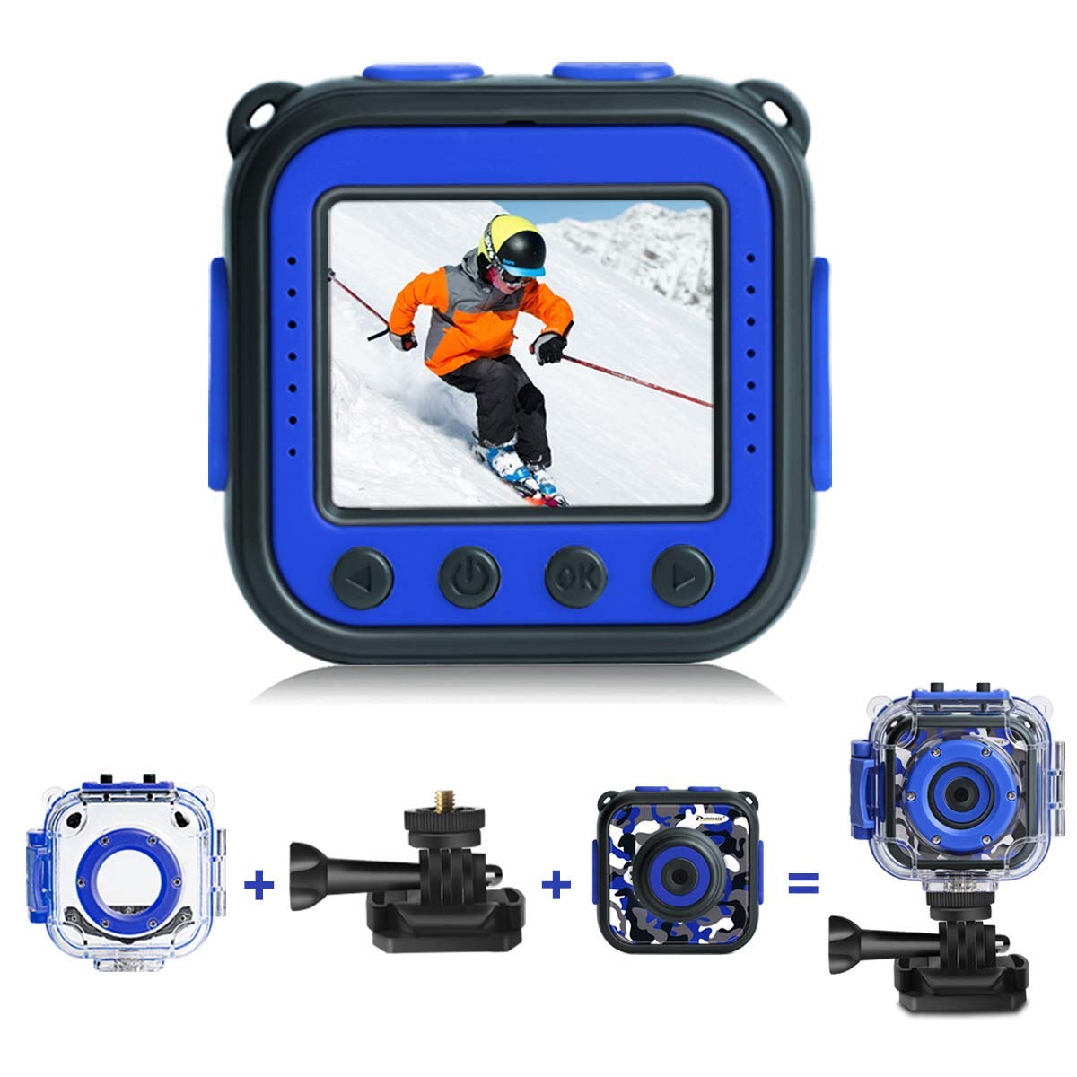 Drograce子供キッズカメラ防水水中1080 B07clmcrxk P Hdビデオカメラデジタルビデオアクションカム男の子用女の子 幼児誕生日休日のおもちゃ 1 77 Lcd トイカメラ メーカー再生品