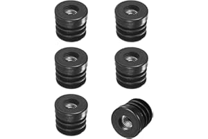 M METERXITY 6-Pack Inserts for Round Tubes with M8 Thread, 1" (25mm) OD Plastic Tube Insert for Chair/Table/Caster, Tubing End Cap Floor Protectors Metal Furniture Legs Glide Plug