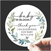 120 x Baby in Bloom Stickers – Wildflower Baby Shower Favor Labels for Party Bags and Gifts – Round Floral Thank You Stickers – 1.6 Inch (Baby)