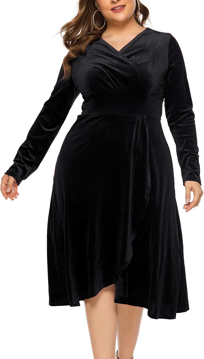 velvet wrap dress plus size
