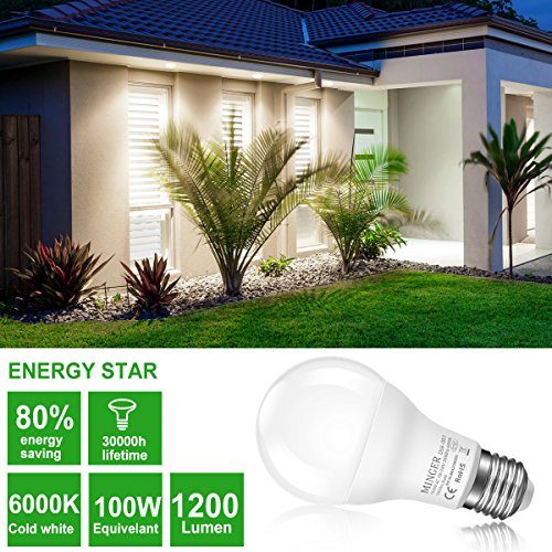 13.5W LED Sensor Lights Bulb Dusk to Dawn A20, 100W Equivelent Light Bulbs with Photocell, Auto Indoor/Outdoor Lighting Lamp for Porch, Hallway, Patio, Garage (E26/E27, 1200lumen, 6000K) 2Pack