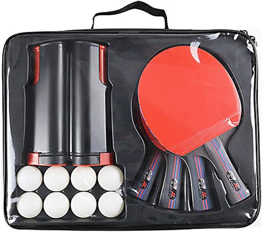 Heerda Portable Table Tennis Set,With 8 Balls,4 Bats Table Tennis Net and Retractable Net Rack for Kids Adults Indoor Outdoor Game Fits Home, School, Office, Sports Club