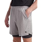 Spyder Men's Athletic Shorts - 2 in 1 Performance Active Gym Shorts with Compression Liner (S-XL), Size XX-Large, Frost