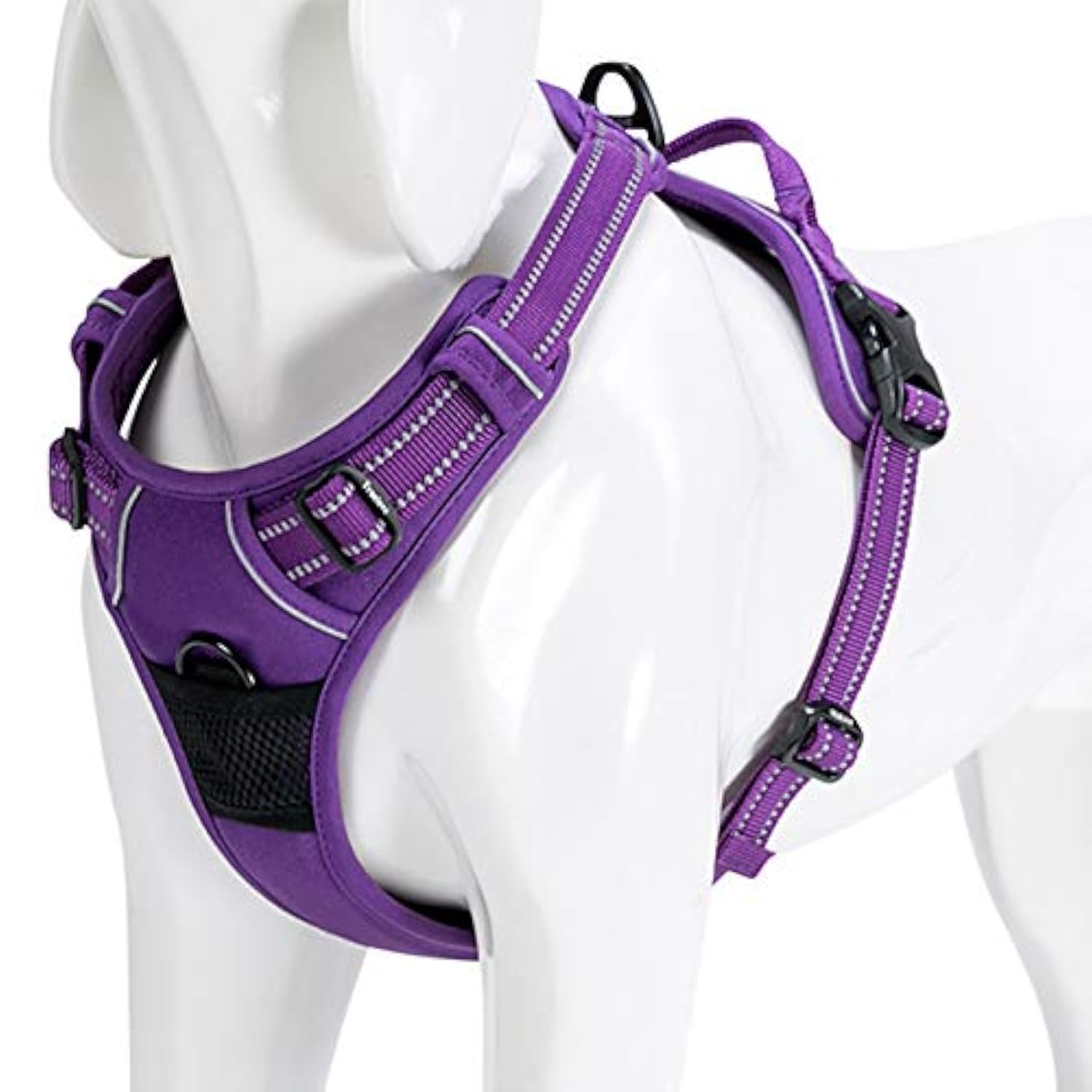 WINHYEPET True Love Dog Harness, No-Pull Reflective Pet Harness with 2 Leash Clips Adjustable Soft Padded Dog Vest with Easy Control Handle for Small Medium Large Dog TLH5651(Purple,L)