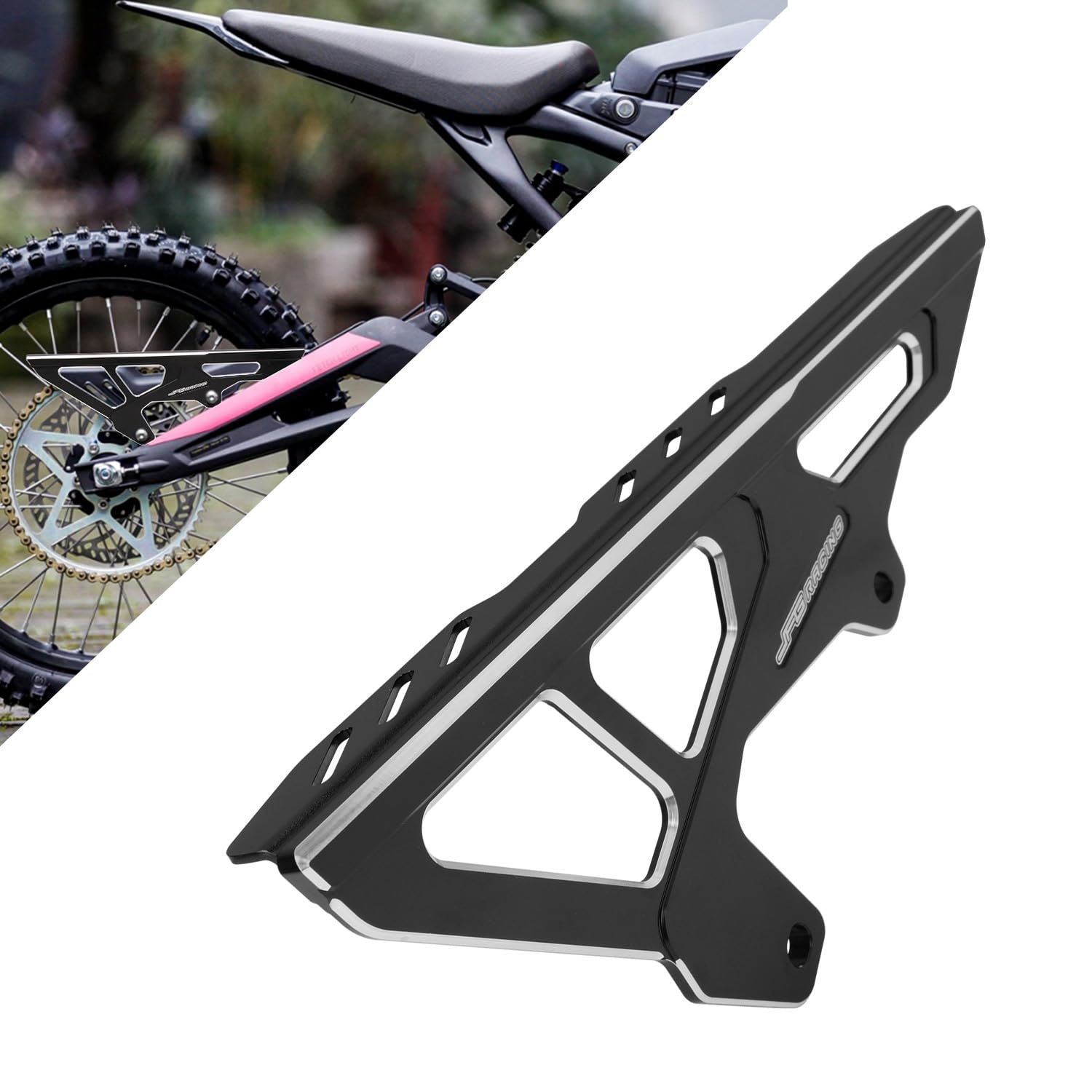 JFG RACING Dirt Bike Chain Guard Cover,Motorcycle Sprocket Guard Cover Chain Protection Cover CNC for Sur Ron Light Bee S/X Segway X260/X160 Electric Bike-Black