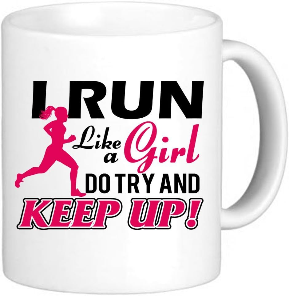 WhizguideMarathon gifts for women-running mugs I run like a girl do try and keep up