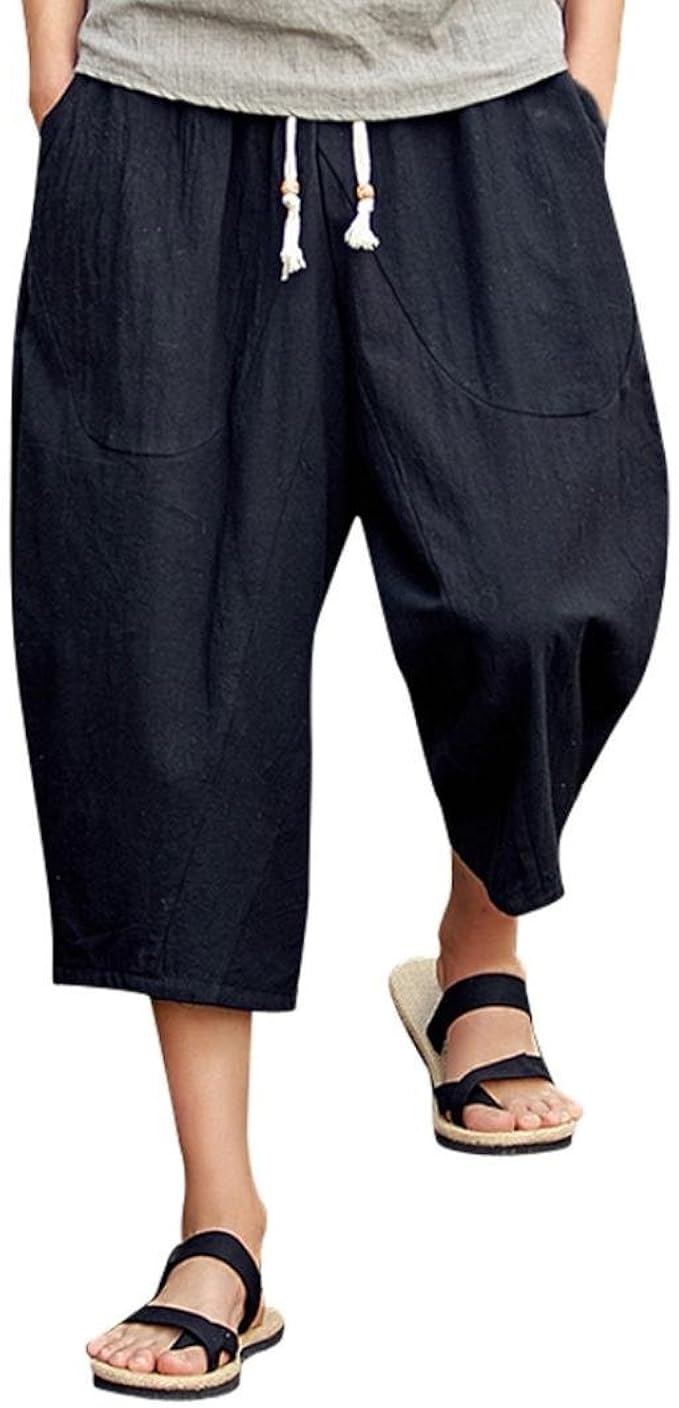 mens baggy linen trousers uk