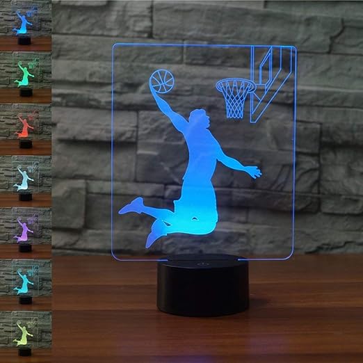 3D LED lámparas de Baloncesto ilusion optica luz de noche 7 ...