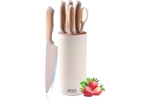 Knife Set, 6 Piece Chef Knife Set for Kitchen, Cooking Knife Sets with Universal Knife Block, Anti-Rust Non-Stick Stainless S