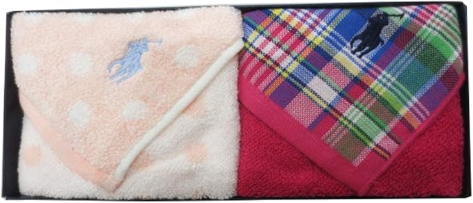 Amazon ラルフローレン Ralph Lauren タオルハンカチ ミニタオル 2枚セット 専用箱入り ピンクドット ハンカチ バンダナ 通販