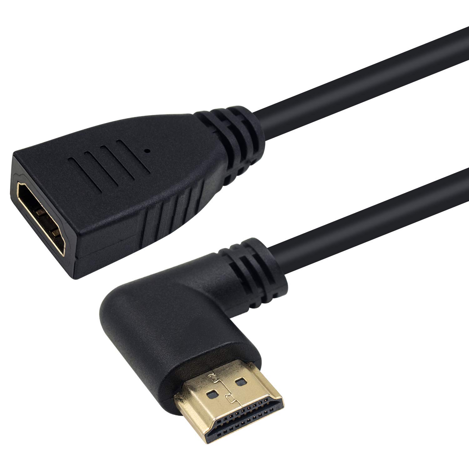 Poyiccot HDMI 2.0 Extension Cable 90 Degree, 2 Feet / 60cm HDMI Extender High Speed Left Angle HDMI Male to Female Extension Cable 60Hz, 4K 2K (F/M Left): Industrial & Scientific