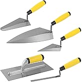 5 PCS Masonry Hand Tool Set, Concrete Trowel Kit with Brick Trowel, Pointing Trowel, Edging Trowel, Soft Grip Handle Concrete Towel Tools