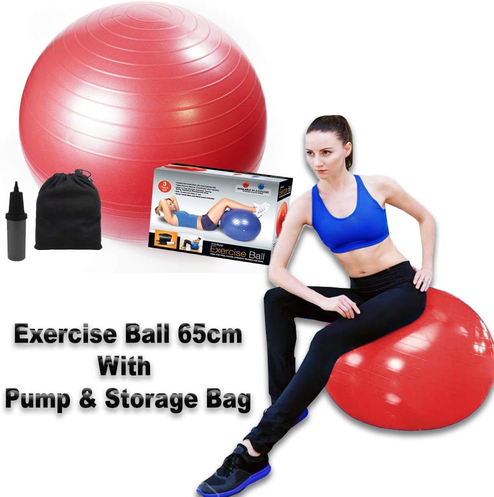 SourceDIY Exercise Ball Pump Anti Burst Yoga Ball For Fitness Gym Equipment For Women Home, Free Weights Exercise, Pregnancy Birthing Or Pilates Indoor Outdoor Use