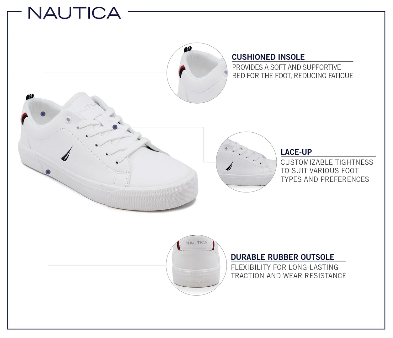 Nautica Men's Casual Shoe, Classic Lace-Up Low Top Loafer, Fashion Sneaker - in Medium & Wide Width Sizes