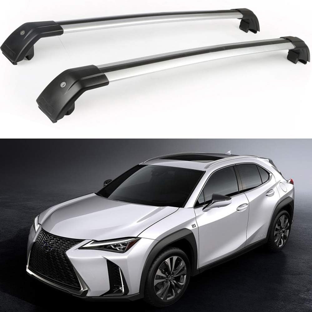 Chebay 2Pcs Universal Crossbar Cross Bar Fits for UX200 UX250H UX 2019 2020 2021 Top Roof Rail Roof Rack Rail Rack Luggage Carrier Baggage Holder Lockable Adjustable Anti-Theft Mounted