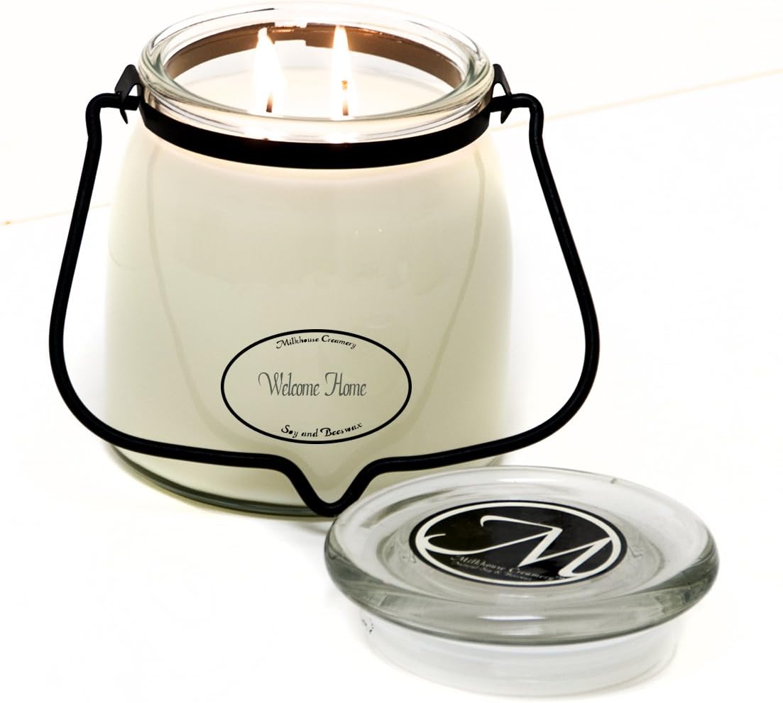 Milkhouse Candle Creamery Butter Jar Candle, Welcome Home, 16-Ounce