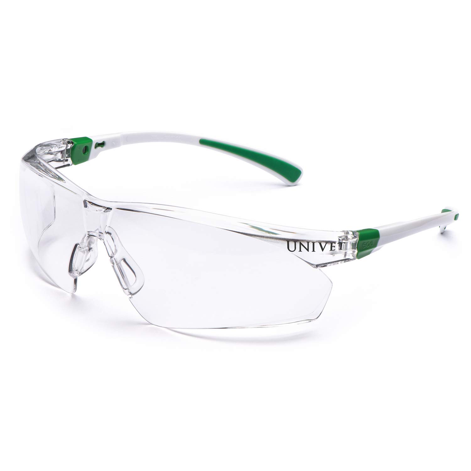 Safety Goggles with Clear Glass, White/Green