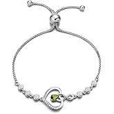 AGVANA Valentines Day Gifts Heart Birthstone Bracelets for Women Sterling Silver Genuine or Created Gemstone Tennis Bracelet Infinity Love Jewelry Anniversary Birthday Gifts for Wife Mom Women