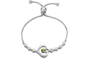 AGVANA Heart Birthstone Bracelets for Women Sterling Silver Genuine or Created Gemstone Tennis Bracelet Infinity Love Jewelry Anniversary Birthday Gifts for Wife Mom Women