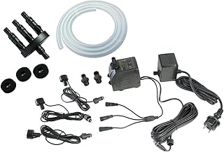Arnusa Springbrunnen Pumpe Komplett Set mit 3er LED-Beleuchtung inkl.3 Wege Schlauchadapter, Schlauch und Schaumstoffdichtungen (1500L/H, RGB Farbwechsel)
