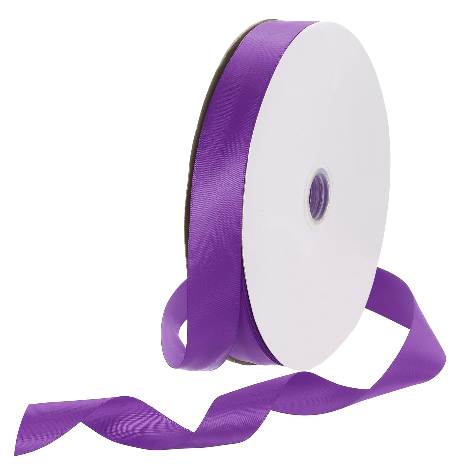 Rebower 25mm Satin Ribbon 91m Thick Double Face Grosgrain Silk Ribbon, [for Gift Wrapping, Hair Bows, Wedding, Cake, Flower] - 100 Yard/300ft/ Dark Purple