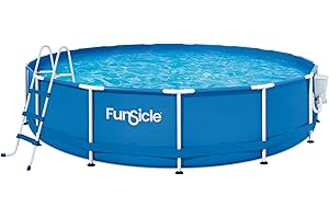 Funsicle 15' x 36" Outdoor Activity Round Frame Above Ground Swimming Pool Set with SkimmerPlus Filter Pump, Filter, Ground Cloth, and Ladder, Blue