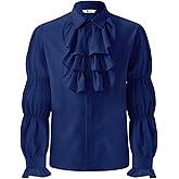 Runcati Mens Pirate Shirt Ruffle Victorian Renaissance Vampire Poet Puffy Shirts Gothic Steampunk Medieval Costume