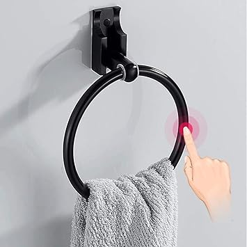 Badezimmer Liefert Zqghandtuchring Kreative Free Punch Perforierte Falten Handtuch Hangenden Ring Black Space Aluminium Handtuchhalter Wand Hangen Ring Handtuchhalter Bad Regal Color Black Amazon De Kuche Haushalt