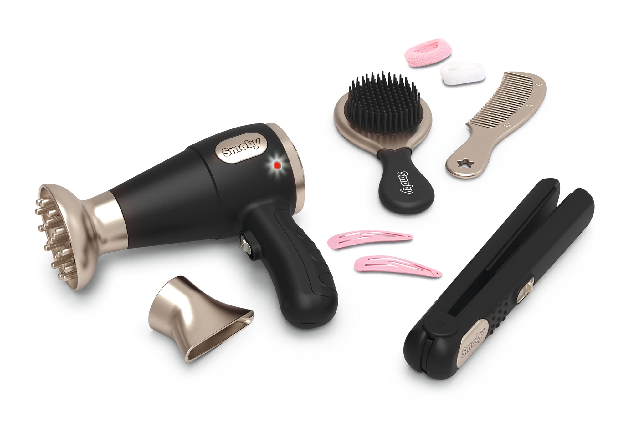 Smoby - My Beauty Hair Set - Children's Hairdressing Set - Fake Hair Straightener and Dryer - Electronic Functions - From 3 Years Old