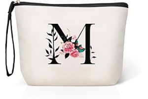 TOPEAST Make Up Bags for Women - Personalized Cute Makeup Bag Cosmetic Travel Makeup Bags Toiletry Pouch Gift for Women Birthday Friend Female Friendship Sister Mom (Letter M)