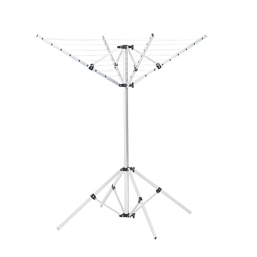 Ribelli Stand Wäschespinne mit Standfuß für Wäsche - Aluminium Wäscheständer klappbar Wäschetrockner Standtrockner für Balkon
