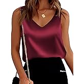 Mawor Satin Tank Tops for Women Loose Fit Sleeveless V Neck Cami Camisole Blouses Shirt Top