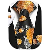 Enlision Ties for Men Floral Tie Handkerchief Cufflinks Set Formal Flower Classic Mens Necktie & Pocket Square Wedding