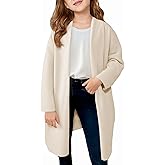 Haloumoning Girls Long Cardigan Sweaters Kids Oversized Open Front Knit Outerwear with Pockets 5-14 Years
