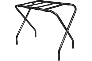 KINGS BRAND FURNITURE King's Brand Furniture-Black Metal Foldable Luggage Rack Stand with Nylon Belts