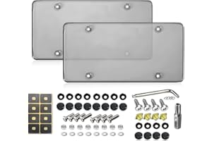GENORMBRANDT License Plate Protector - Clear Flat License Plate Covers, 2 Pcs Transparent Unbreakable License Plate Shields with 2 Pack Different Screw Caps Cover Kit