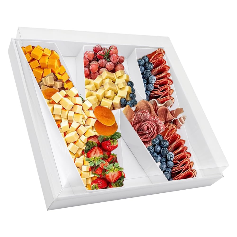 Photo 1 of 12.5inch Fillable Paper Mache Number Letter Cardboard Cutouts Charcuterie Board Food Sweet Cupcake Tray Party Decorative Box (Letter W, White)