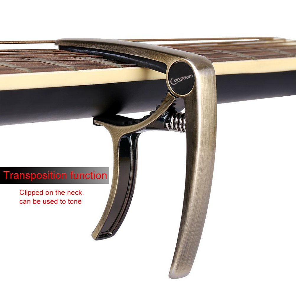 Vankcp Zinc Alloy Guitar Capo, Musical Essentials Instruments, Quickly Change Acoustic and Remove The Guitar String Nails (Champagne gold)