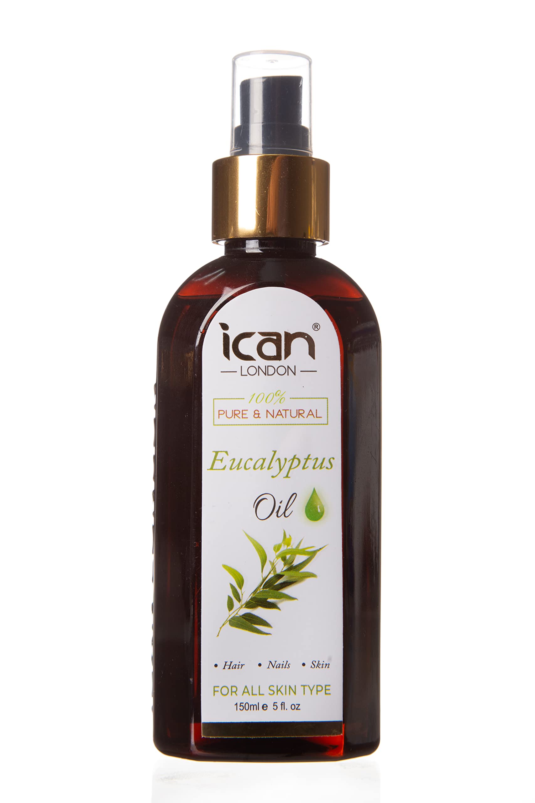ICAN LONDON 100% PURE & NATURAL EUCALYPTUS OIL FOR HAIR, SKIN AND NAILS 150ML