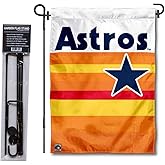 Houston Astros Throwback Rainbow Garden Flag and Flagpole Stand Holder