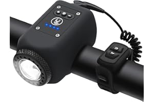 AaiLucky Electric Bike Horn and Bike Light 2 in 1, 110dB Bicycle Horn Rechargeable Bicycle Scooter Headlight for Night Riding, Bicycle Light with Horn for Adults Kids, 5 Sound Modes, Waterproof