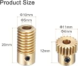 sourcing map Worm Gear Set 0.5 Module 20:1 Reduction 5mm 4mm Brass Gear Wheel view 2