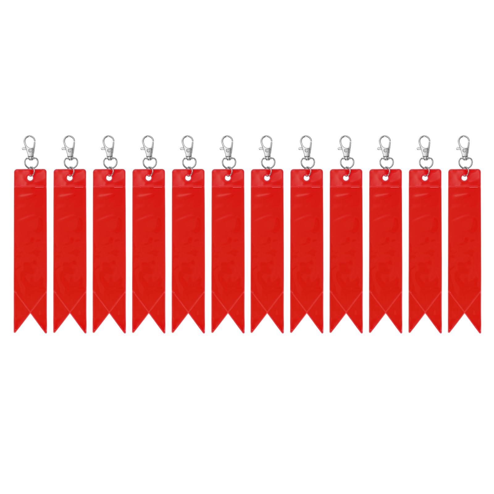 PATIKIL Reflective Keychain Tags, 12 Pack Safety Reflector Tag Reflective Pendant PVC Reflector Gear Keychain for Backpack Cycling Walking, Red