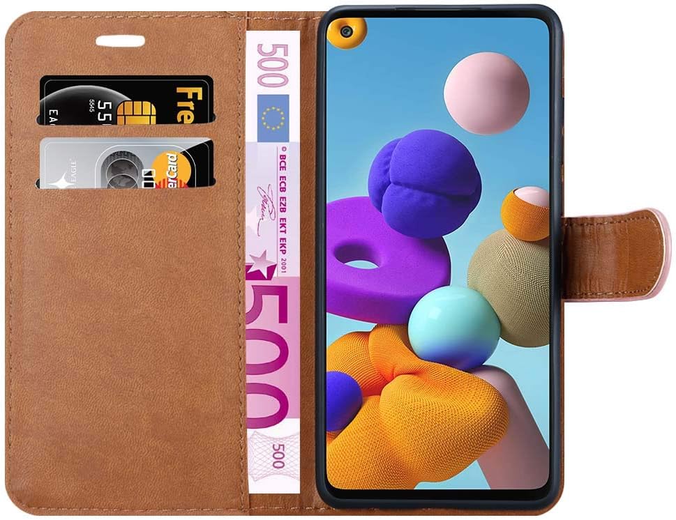 iCatchy For Samsung Galaxy A21s Case Leather Wallet Book Flip Folio Stand View Cover compatible with Samsung Galaxy A21s (6.5") Phone Case (Rose Gold) - Image 5