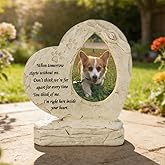Carchistan Heart Shaped Pet Dog Memorial Stones with Photo Frame, Pet Headstones Grave Stones for Dogs or Cats, Sympathy Pet Dog Memorial Gifts Remembrance Loss Gifts Outdoor or Indoor