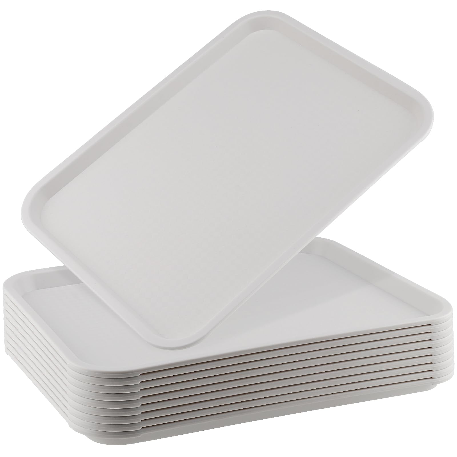 Photo 1 of ZOENHOU 10 Pack 16 x 12 Inch Plastic Fast Food Tray, Rectangular Plastic Cafeteria Trays Food Serving Trays, Large Lunch Tray for Serving Home Restaurant Dinning Room Organization, White