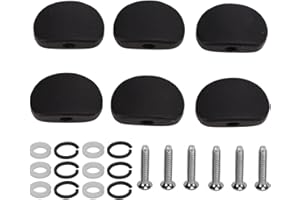 6Set Guitar Tuning Peg Buttons, Ebony Metal Tuner Knobs Machine Head Button for Electric Folk Classical (large oval)