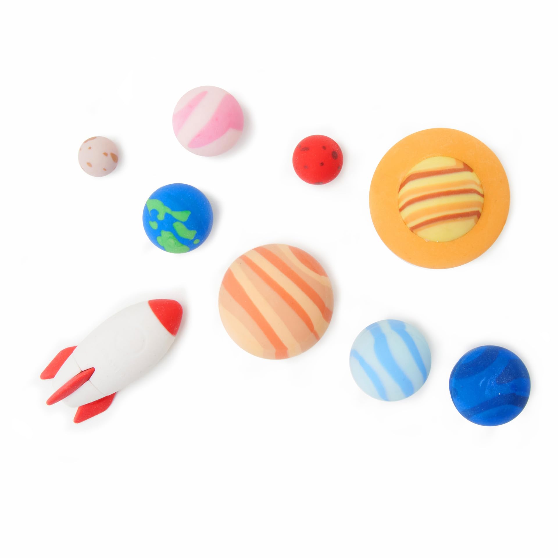 Legami - Solar System Set of 9 Erasers, 0.8 x 3.5 cm, Rocket Shaped Erasers, Planets, Sun, for Precision Erasing
