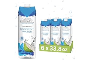 6 Pack of Nature's Goodness Coconut Water - 33.82 Fl Oz 1(L) (No Pulp, Sugar Free, Vegan, Hydrating Naturally)